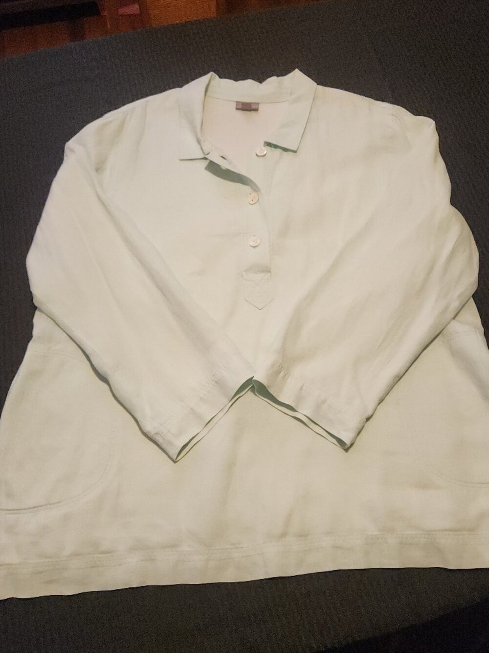 J.Jill Sage Green Linen Top Size XL Lined Collared Button